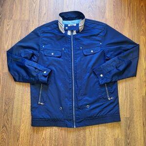 Y2K Sears Men’s Full Zip Navy Windbreaker Jacket Size Large – Canada Style A48